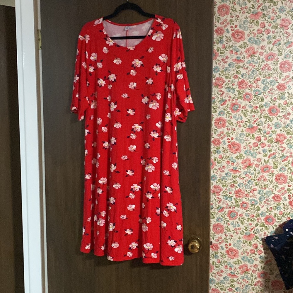 Old Navy red and pink floral XXL swing dress